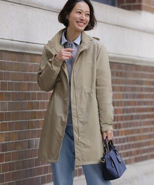 J.PRESS LADIES S 【2way】スパンライクナイロンタッサー フーデッド コート キャメル系