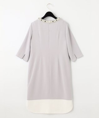 GRACE CONTINENTAL バイカラービジューワンピース グレー