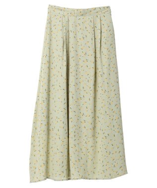 earth music&ecology キンモクセイ柄フレアスカート Green