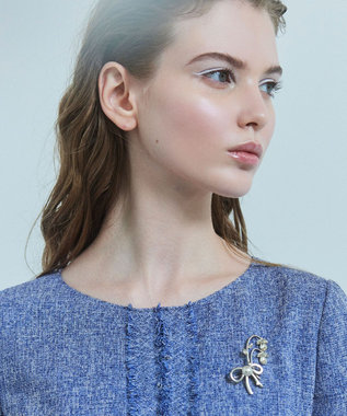 TOCCA RIBBON＆FLOWER BROOCH NECKLACE 2セット ブローチネックレス ゴールド系