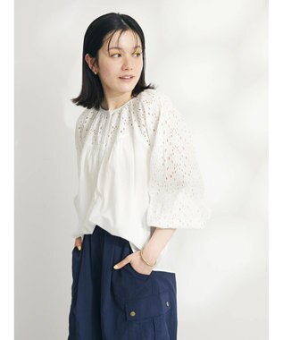 CRAFT STANDARD BOUTIQUE インド綿アイレット刺繍ブラウス Off White