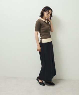 Green Parks ・Ｐｅｔｉｔ　Ｆｌｅｕｒ　バイカラーレイヤードニット Brown