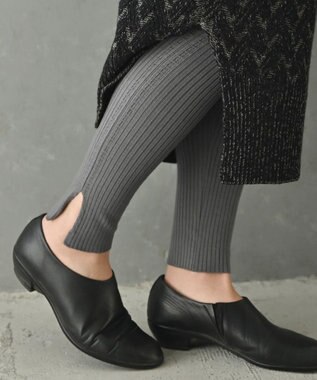 AND WOOL 〈高品質ウール〉〈洗えるニット〉〈暖かい着心地〉ウールレギンス グレー