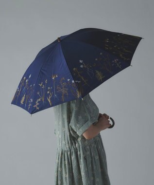 AND WOOL 〈一級遮光生地・晴雨兼用〉ボタニカル刺繍の日傘 （長傘タイプ）