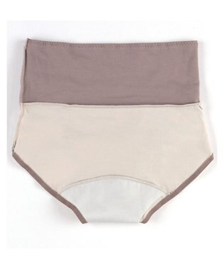 une nana cool 綿ベア天竺 カラーブロッキング おなかすっぽりサニタリーショーツ ナチュラル
