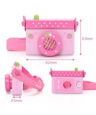 Mother garden マザーガーデン 木製おもちゃ いちごのカメラ ピンク（淡）