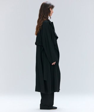 BEIGE， COBURN / シルク混ロングステンカラーコート Black