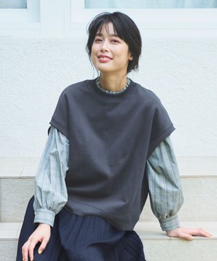 ANY 【洗濯機可】裏毛スウェットベスト ネイビー