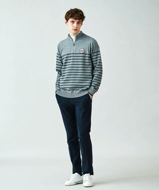 23区GOLF 【MEN】【手洗い可】コットンブレンド ハーフジップ ニット ライトグレー系