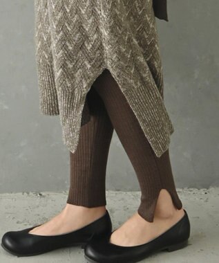 AND WOOL 〈高品質ウール〉〈洗えるニット〉〈暖かい着心地〉ウールレギンス ブラウン