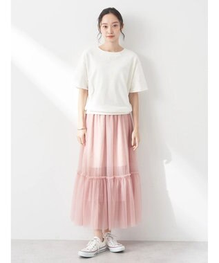 earth music&ecology ティアードチュールスカート Pink
