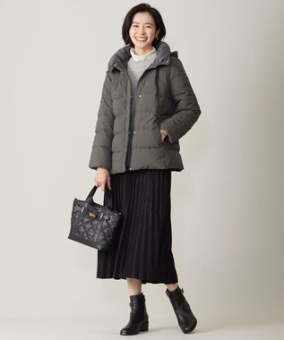 J.PRESS LADIES 【洗える】マロンサテン プリーツ スカート ブラック系