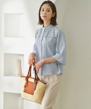 組曲 フェイクレザーコンビバスケットバッグ キャメル系