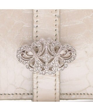 A.D.M.J. 【スネークレザー】アールデコモチーフロングウォレット ホワイトパール