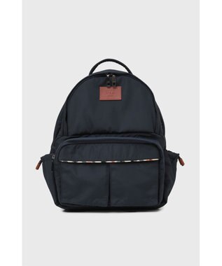 DAKS 軽量ナイロン×レザー ハウスチェックディテール PC収納バックパック ネイビー