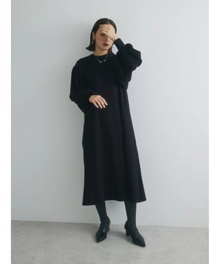 Green Parks armonia. 袖ボリュームニットワンピース Black