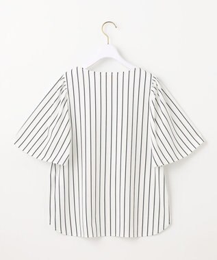 ANY SIS 【接触冷感・吸水速乾・UVケア】エアリードレープスムース フレア袖 ブラウス オフストライプ