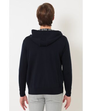 DAKS フード付きメリノウールカーディガン ネイビー