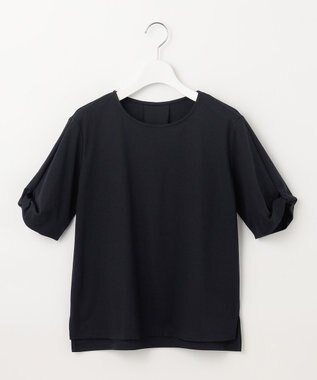 J.PRESS LADIES 【接触冷感・UVケア】コンパクトコットンスムース ツイストスリーブ カットソー ネイビー系