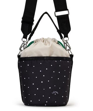 LeSportsac SM DRAWSTRING BUCKET/ブリスドットアイボリー/グリーンコード ブリスドットアイボリー/グリーンコード