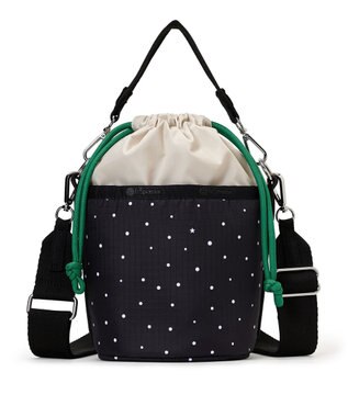 LeSportsac SM DRAWSTRING BUCKET/ブリスドットアイボリー/グリーンコード ブリスドットアイボリー/グリーンコード