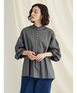 CRAFT STANDARD BOUTIQUE パールボタンピコフリルブラウス Khaki