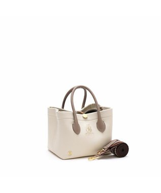 A.D.M.J. 【牛革】モーツァルト/スパニッシュレザーバイカラー金ボタントートS オフホワイト/キャラメル