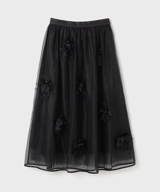 GRACE CONTINENTAL メッシュフラワースカート ブラック