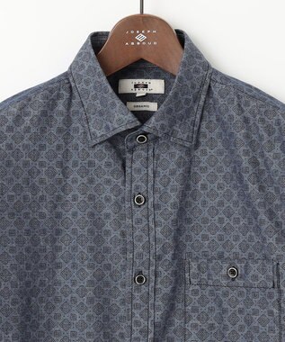 JOSEPH ABBOUD 【オーガニックコットン】ダンガリープリント シャツ ネイビー系5