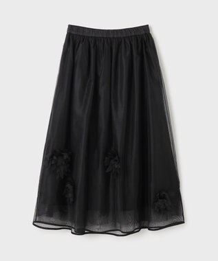 GRACE CONTINENTAL メッシュフラワースカート ブラック