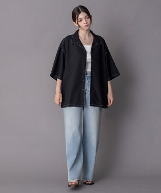WEGO 【ユニセックス着用ITEM/SMLサイズ展開】 TRオープンカラーシャツ（SS） ブラックその他