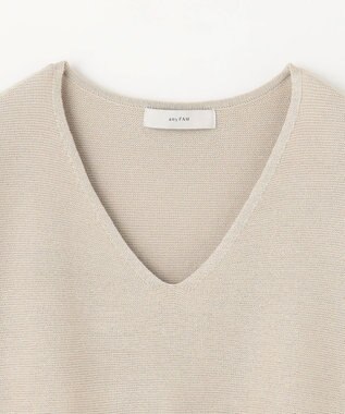 ANY 【洗濯機可】Ｖネックラメガーターニット サンドベージュ