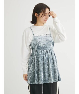 Green Parks ・ＥＬＥＮＣＡＲＥ　ＤＵＥクラッシュベロアキャミチュニック Gray