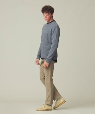 J.PRESS MEN 【Cash Lamb's Wool】ケーブルクルーネック ニット ブルー系