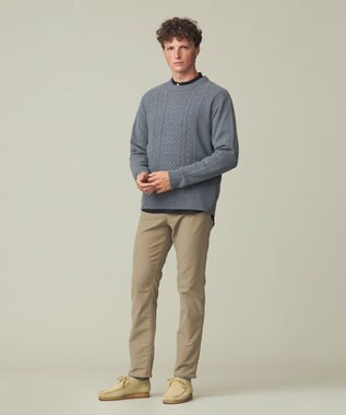 J.PRESS MEN 【Cash Lamb's Wool】ケーブルクルーネック ニット ブルー系