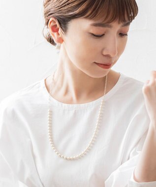 Pisceans コットンパール&フィガロチェーンネックレス マットシルバー