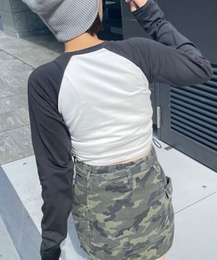 WEGO ラインストーンサイドドロストラグランロンT ブラック