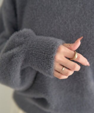 earth music&ecology ミニシャギープルオーバー Charcoal Gray