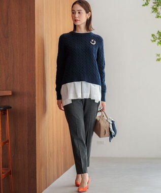 組曲 【WEB限定カラーあり】ウールライクストレッチ イージーパンツ チャコールグレー系