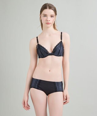 une nana cool リニューアル【綿混】ビタードットコットン 3/4カップブラ ブラック
