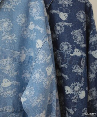 Green Parks ミッキー＆フレンズ／花柄デニムシャツ Light Indigo