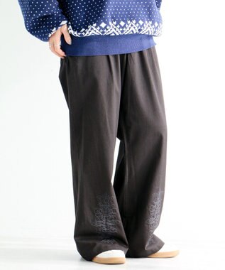 CRAFT STANDARD BOUTIQUE 刺繍入ツイルパンツ Black