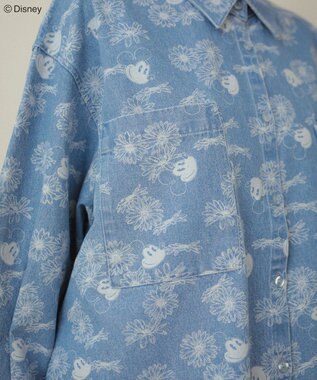 Green Parks ミッキー＆フレンズ／花柄デニムシャツ Light Indigo