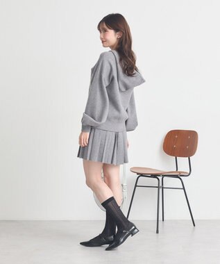 earth music&ecology レースコードダブルジップニットパーカー Gray