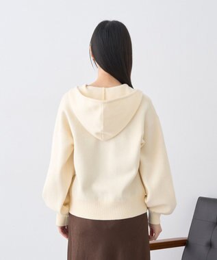 earth music&ecology レースコードダブルジップニットパーカー Ivory