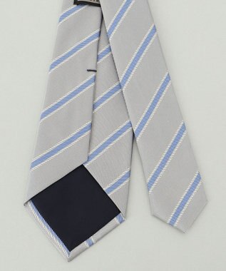 GOTAIRIKU リクルートにも【日本製】シルク ネクタイ_レジメンタル ライトグレー系1