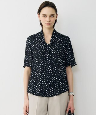 ICB 【先行予約】BackSatinAmunzen 5分袖配色ボウタイブラウス