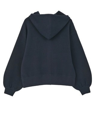 earth music&ecology レースコードダブルジップニットパーカー Dark Navy