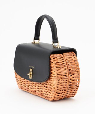 23区 【STORY7月号掲載】VIOLAdORO MIROスプリットラタン ショルダーバッグ ブラック系1