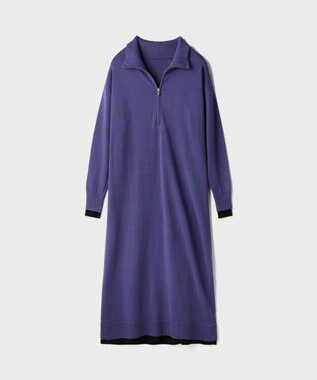 GRACE CONTINENTAL バイカラーストレートニットワンピース パープル